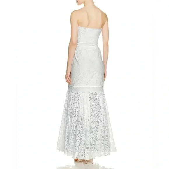 Tadashi Shoji Ivory and Ice trumpet strapless formal gown lace Size 8 - Picture 2 of 15